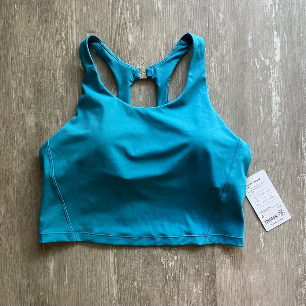 NWT Athleta Ultimate Longline Bra A-C in Pacific (teal blue cropped bra tank)